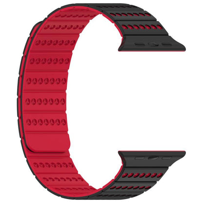 For Apple Watch 42mm / 41mm / 40mm / 38mm Honeycomb Magnetic Watch Band(Black Red) by bashfashion