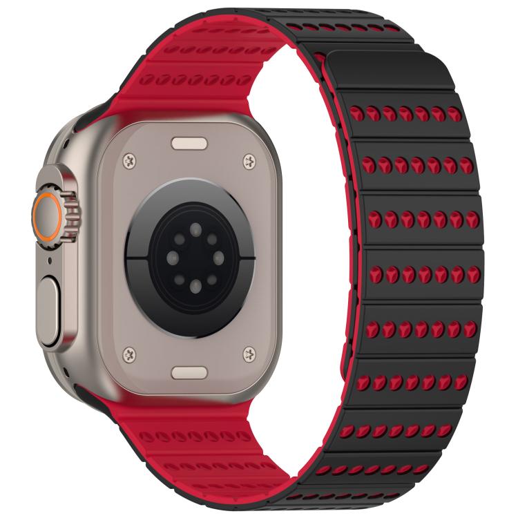 For Apple Watch 42mm / 41mm / 40mm / 38mm Honeycomb Magnetic Watch Band(Black Red) by bashfashion
