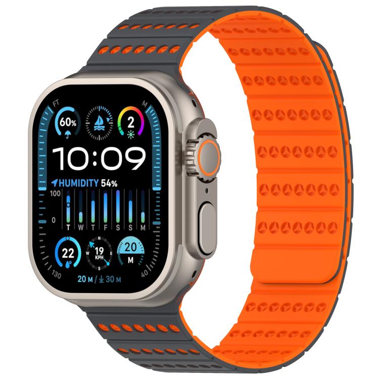 For Apple Watch 42mm / 41mm / 40mm / 38mm Honeycomb Magnetic Watch Band(Gray Orange) by bashfashion