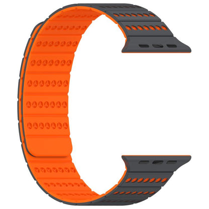 For Apple Watch 42mm / 41mm / 40mm / 38mm Honeycomb Magnetic Watch Band(Gray Orange) by bashfashion