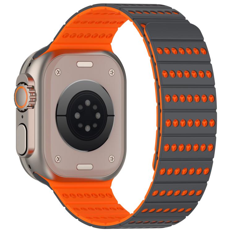 For Apple Watch 42mm / 41mm / 40mm / 38mm Honeycomb Magnetic Watch Band(Gray Orange) by bashfashion