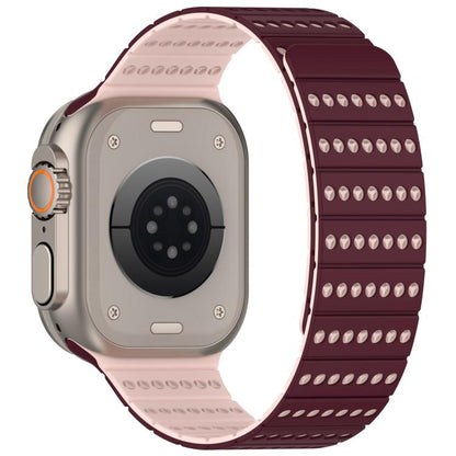 For Apple Watch 42mm / 41mm / 40mm / 38mm Honeycomb Magnetic Watch Band(Burgundy Frosted) by bashfashion