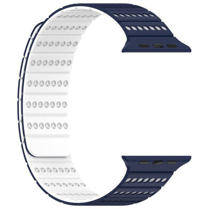 For Apple Watch 42mm / 41mm / 40mm / 38mm Honeycomb Magnetic Watch Band(Deep Blue White) by bashfashion