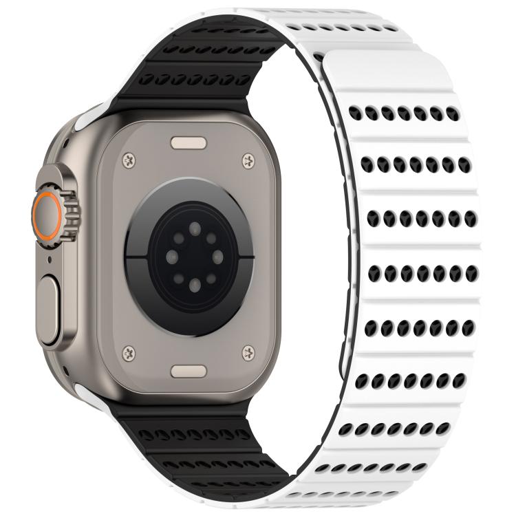 For Apple Watch 46mm / 49mm / 45mm / 44mm Honeycomb Magnetic Watch Band(White black) by bashfashion
