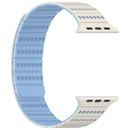For Apple Watch 46mm / 49mm / 45mm / 44mm Honeycomb Magnetic Watch Band(Antique White Misty Blue) by bashfashion