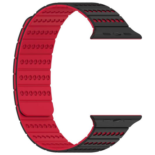 For Apple Watch 46mm / 49mm / 45mm / 44mm Honeycomb Magnetic Watch Band(Black Red) by bashfashion