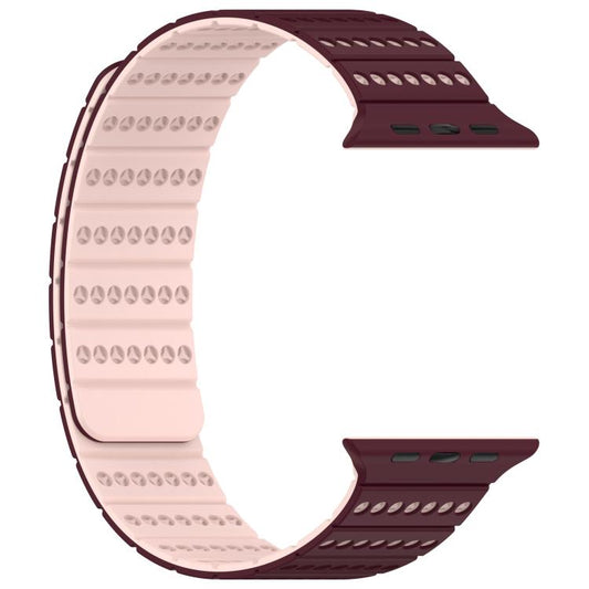 For Apple Watch 46mm / 49mm / 45mm / 44mm Honeycomb Magnetic Watch Band(Burgundy Frosted) by bashfashion