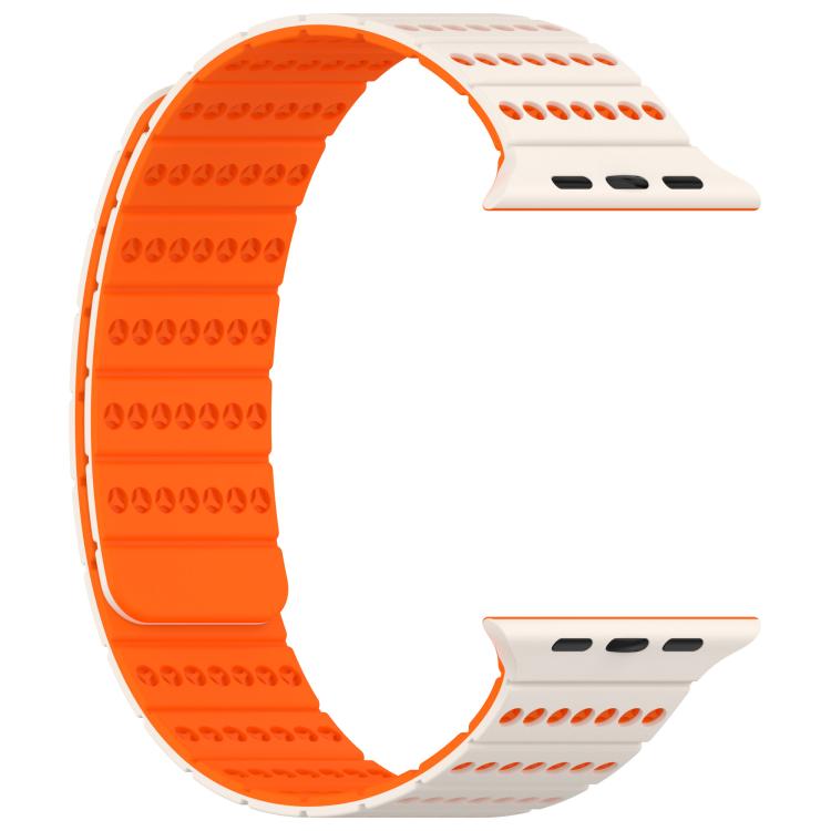 For Apple Watch 46mm / 49mm / 45mm / 44mm Honeycomb Magnetic Watch Band(Starlight Orange) by bashfashion
