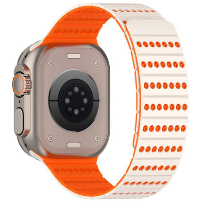 For Apple Watch 46mm / 49mm / 45mm / 44mm Honeycomb Magnetic Watch Band(Starlight Orange) by bashfashion
