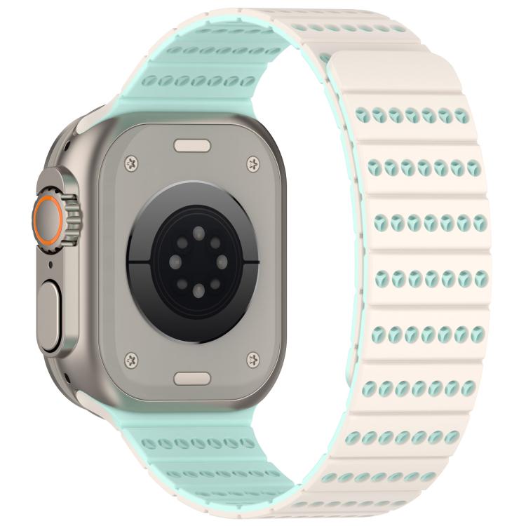 For Apple Watch 46mm / 49mm / 45mm / 44mm Honeycomb Magnetic Watch Band(Starlight Mint) by bashfashion