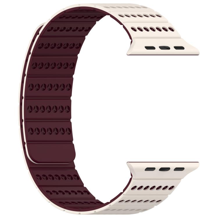 For Apple Watch 46mm / 49mm / 45mm / 44mm Honeycomb Magnetic Watch Band(Starlight Burgundy) by bashfashion