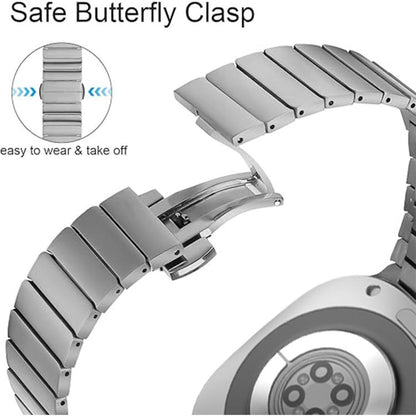 For Samsung Galaxy Watch Ultra 47mm / Ultra 2025 One-bead Butterfly Buckle Stainless Steel Watch Band(Silver) by bashfashion