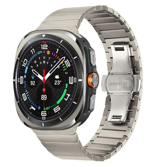 For Samsung Galaxy Watch Ultra 47mm / Ultra 2025 One-bead Butterfly Buckle Stainless Steel Watch Band(Titanium) by bashfashion