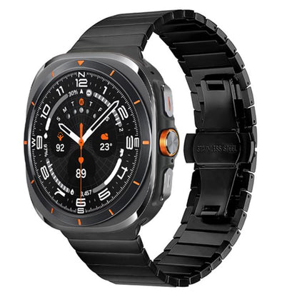 For Samsung Galaxy Watch Ultra 47mm / Ultra 2025 One-bead Butterfly Buckle Stainless Steel Watch Band(Black) by bashfashion