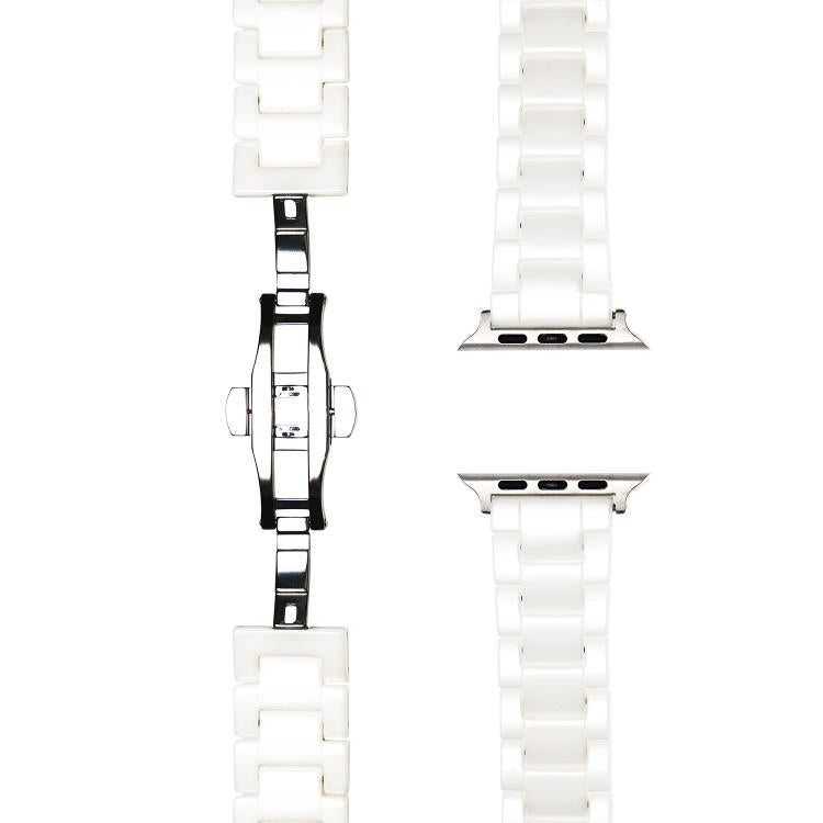 For Apple Watch 46mm / 49mm / 45mm / 44mm Tank Grain Ceramics Watch Band(White) by bashfashion