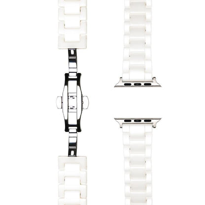 For Apple Watch 46mm / 49mm / 45mm / 44mm Tank Grain Ceramics Watch Band(White) by bashfashion