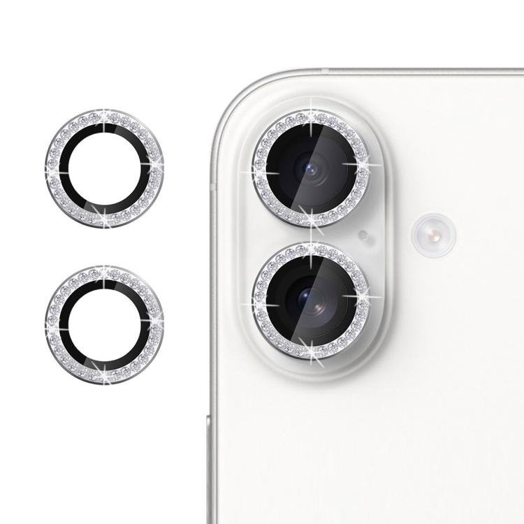For iPhone 16 Plus Kalebol Individual Camera Lens Diamond Ring Protector(Silver) by Kalebol