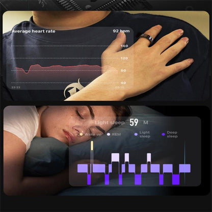R04 SIZE 12 Smart Ring, Support Heart Rate / Blood Oxygen / Sleep Monitoring / Take Photos(Black) by bashfashion