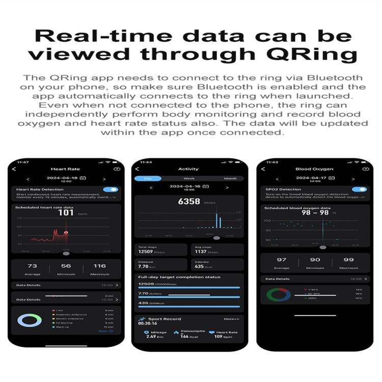 R04 SIZE 12 Smart Ring, Support Heart Rate / Blood Oxygen / Sleep Monitoring / Take Photos(Black) by bashfashion