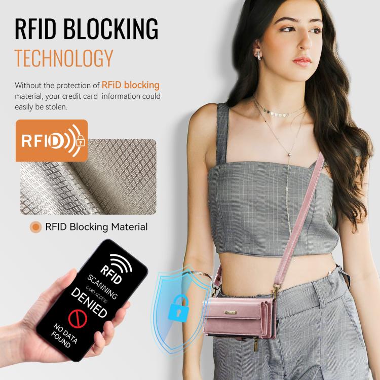 For iPhone 16 Pro CaseMe C39 RFID Blocking Zipper Wallet Leather Phone Case with Crossbody Strap(Pink) by CaseMe