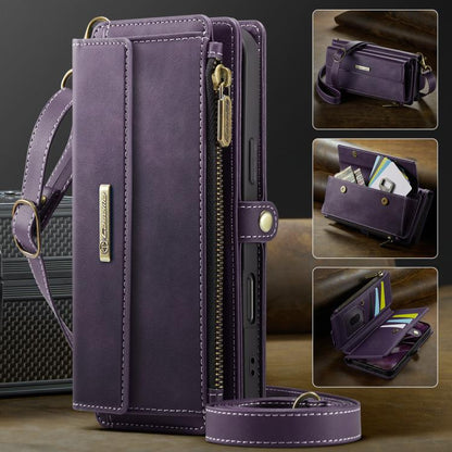 For iPhone 17 CaseMe C39 RFID Blocking Zipper Wallet Leather Phone Case with Crossbody Strap(Purple) by CaseMe