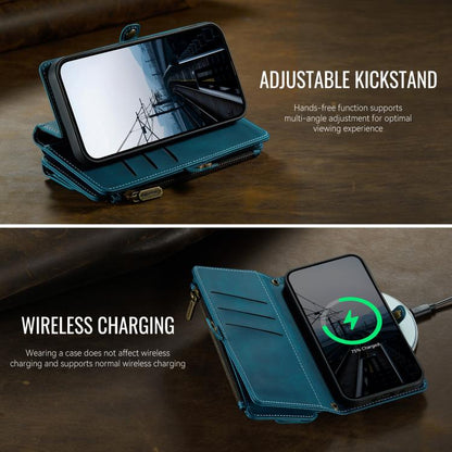 For iPhone Air CaseMe C39 RFID Blocking Zipper Wallet Leather Phone Case with Crossbody Strap(Green) by CaseMe