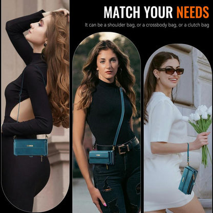 For iPhone Air CaseMe C39 RFID Blocking Zipper Wallet Leather Phone Case with Crossbody Strap(Green) by CaseMe