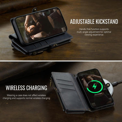 For iPhone 17 Pro Max CaseMe C39 RFID Blocking Zipper Wallet Leather Phone Case with Crossbody Strap(Black) by CaseMe