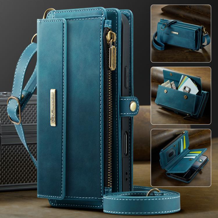 For iPhone 17 Pro Max CaseMe C39 RFID Blocking Zipper Wallet Leather Phone Case with Crossbody Strap(Green) by CaseMe