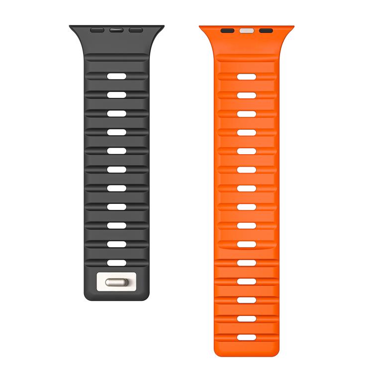 For Apple Watch 46mm / 49mm / 45mm / 44mm Norman Magnetic Silicone Watch Band(Black Orange) by bashfashion