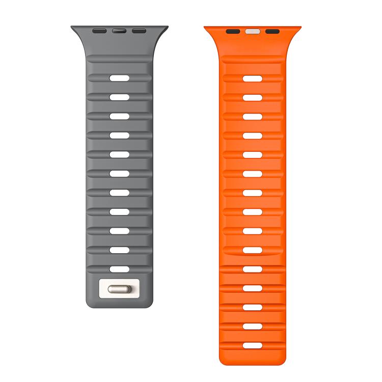 For Apple Watch 46mm / 49mm / 45mm / 44mm Norman Magnetic Silicone Watch Band(Gray Orange) by bashfashion