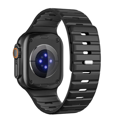 For Apple Watch 46mm / 49mm / 45mm / 44mm Norman Magnetic Silicone Watch Band(Black) by bashfashion