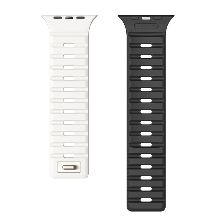 For Apple Watch 46mm / 49mm / 45mm / 44mm Norman Magnetic Silicone Watch Band(White Black) by bashfashion