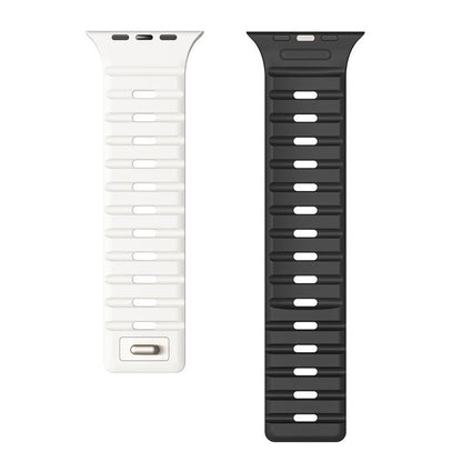 For Apple Watch 46mm / 49mm / 45mm / 44mm Norman Magnetic Silicone Watch Band(White Black) by bashfashion