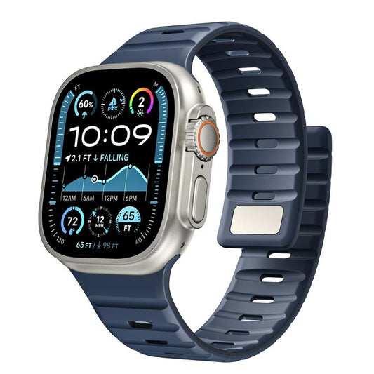 For Apple Watch 46mm / 49mm / 45mm / 44mm Norman Magnetic Silicone Watch Band(Dark Blue) by bashfashion