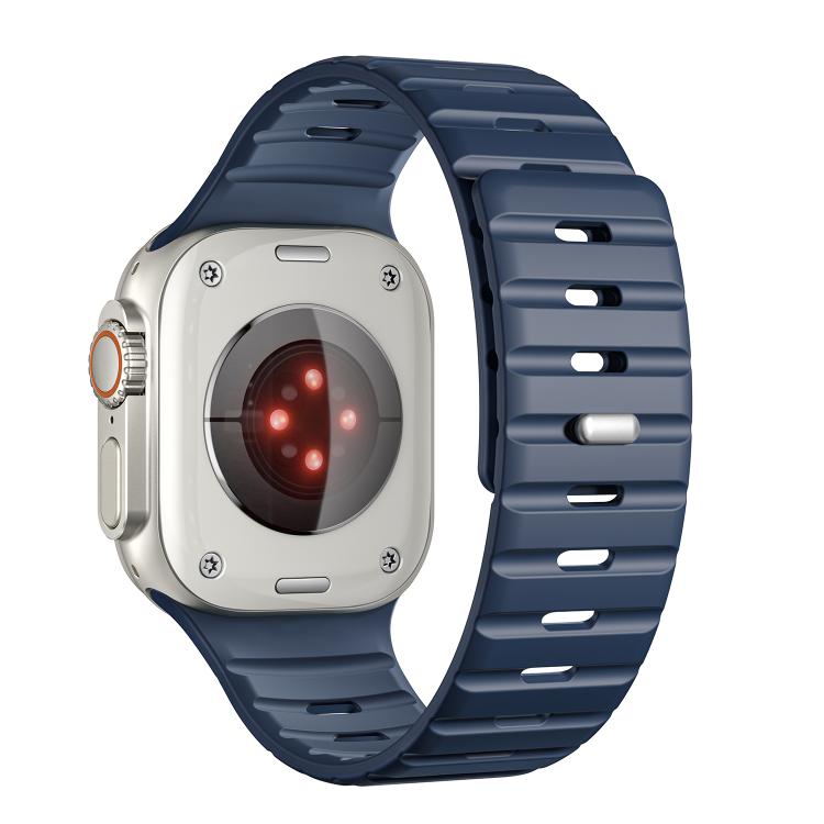 For Apple Watch 46mm / 49mm / 45mm / 44mm Norman Magnetic Silicone Watch Band(Dark Blue) by bashfashion