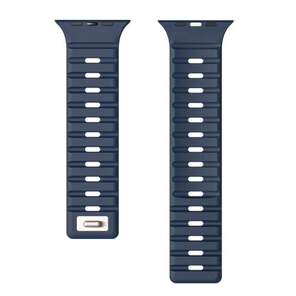 For Apple Watch 46mm / 49mm / 45mm / 44mm Norman Magnetic Silicone Watch Band(Dark Blue) by bashfashion