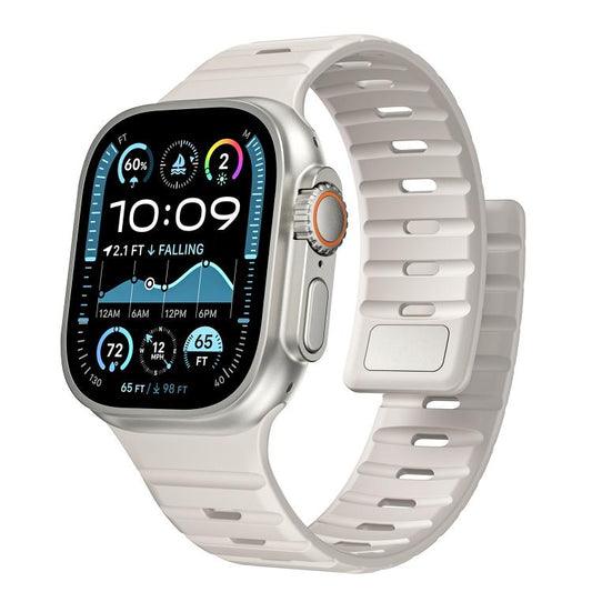 For Apple Watch 46mm / 49mm / 45mm / 44mm Norman Magnetic Silicone Watch Band(Starlight) by bashfashion