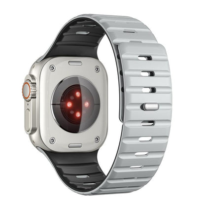 For Apple Watch 42mm / 41mm / 40mm / 38mm Norman Magnetic Silicone Watch Band(Light Gray Black) by bashfashion