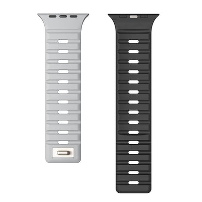 For Apple Watch 42mm / 41mm / 40mm / 38mm Norman Magnetic Silicone Watch Band(Light Gray Black) by bashfashion