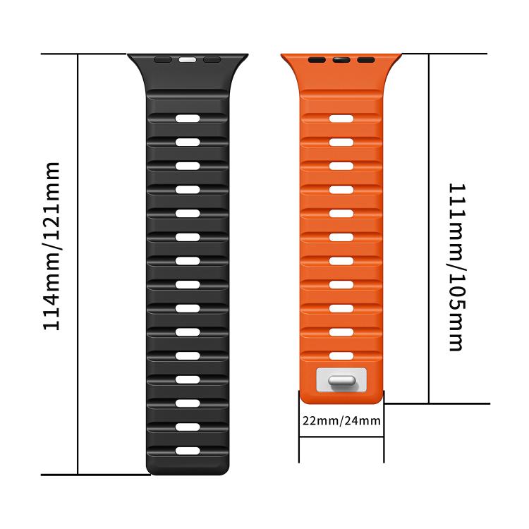 For Apple Watch 46mm / 49mm / 45mm / 44mm Norman Magnetic Silicone Watch Band(Black Orange) by bashfashion