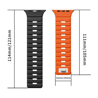 For Apple Watch 46mm / 49mm / 45mm / 44mm Norman Magnetic Silicone Watch Band(Black Orange) by bashfashion