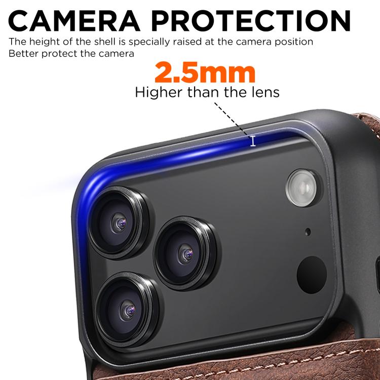 For iPhone 17 Pro Max Suteni Q05 2-in-1 Multi-function MagSafe Wallet Litchi Leather Phone Case(Brown) by Suteni