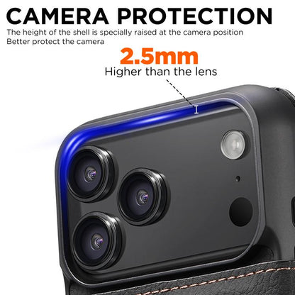 For iPhone 17 Pro Suteni Q05 2-in-1 Multi-function MagSafe Wallet Litchi Leather Phone Case(Black) by Suteni