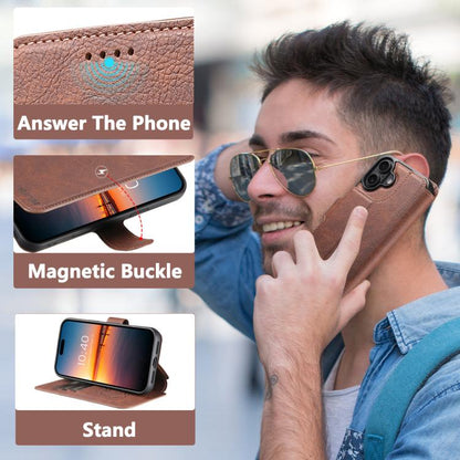 For iPhone 17 Suteni Q05 2-in-1 Multi-function MagSafe Wallet Litchi Leather Phone Case(Brown) by Suteni