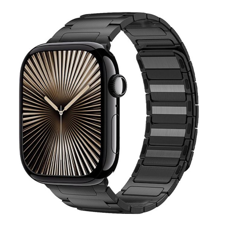 For Apple Watch 46mm / 49mm / 45mm / 44mm I-Beam Magnetic Stainless Steel Strap(Black) by bashfashion