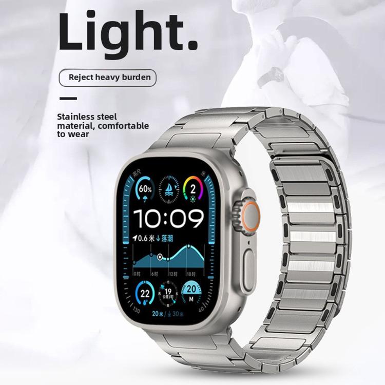 For Apple Watch 46mm / 49mm / 45mm / 44mm I-Beam Magnetic Stainless Steel Strap(Black) by bashfashion