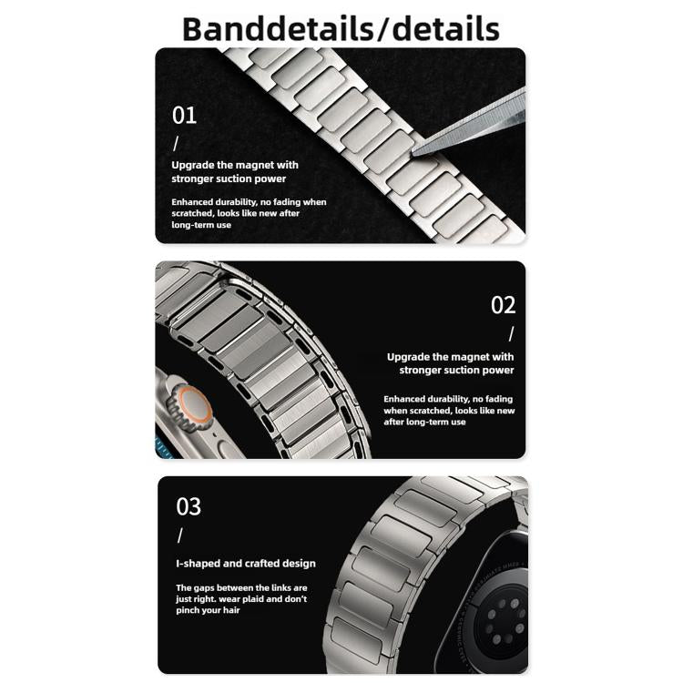 For Apple Watch 46mm / 49mm / 45mm / 44mm I-Beam Magnetic Stainless Steel Strap(Black) by bashfashion