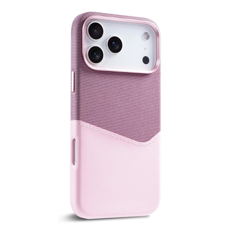For iPhone 17 Pro Max Kalebol Cloth Textue Stitching Card Slot Magnetic Phone Case(Pink) by Kalebol