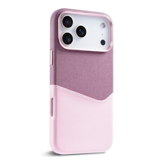 For iPhone 17 Pro Kalebol Cloth Textue Stitching Card Slot Magnetic Phone Case(Pink) by Kalebol